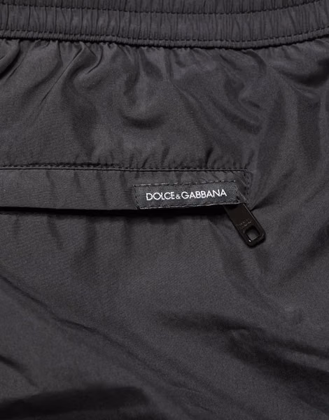 Black Polyester Drawstring Men Shorts Swimwear