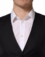 صديري أسود مخطط أحادي الصف 5