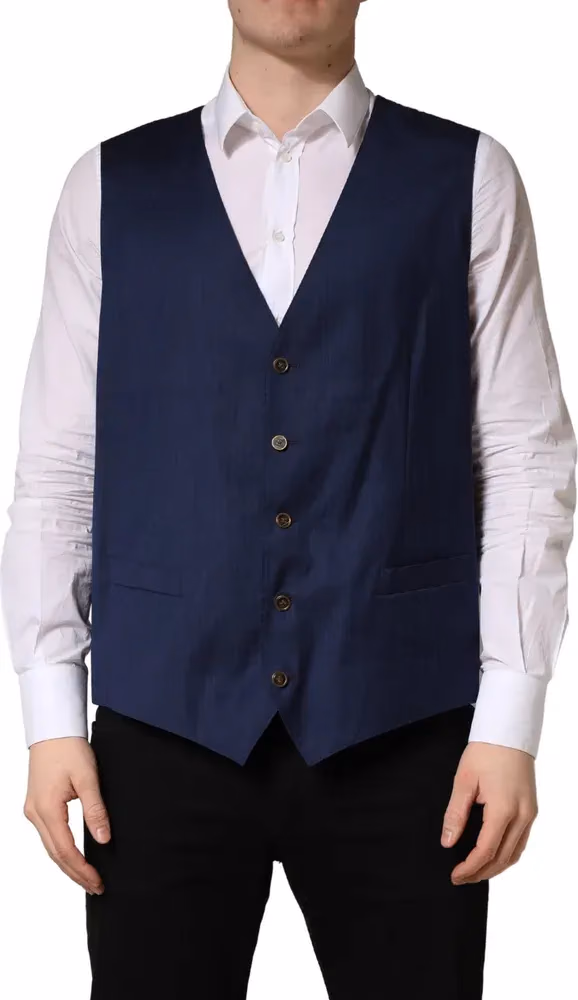 Navy Blue Wool Dress Formal Waistcoat Vest