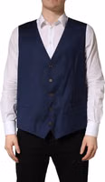 Navy Blue Wool Dress Formal Waistcoat Vest 1