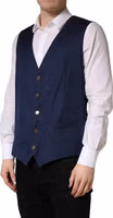 Navy Blue Wool Dress Formal Waistcoat Vest 2