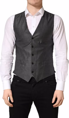 Dark Gray Wool Dress Formal Waistcoat Vest