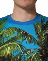 Blue Palm Tree Print Cotton CrewNeck T-shirt 4