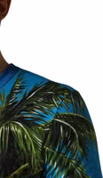 Blue Palm Tree Print Cotton CrewNeck T-shirt 5