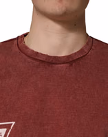 Maroon Print Round Neck Short Sleeve T-shirt 4