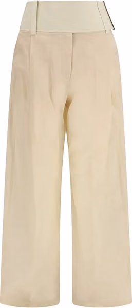 Beige Cotton Casual Pants