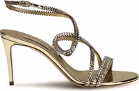 Gold Calf Leather Bos Taurus Stiletto Heel Sandals 1