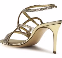Gold Calf Leather Bos Taurus Stiletto Heel Sandals 3