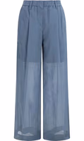 Blue Cotton Casual Pants 1