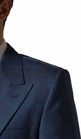 Blue Checked Double Breasted Men Suit Jacket 5