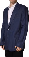 Blue Single Breasted 2 Button Suit Jacket 2