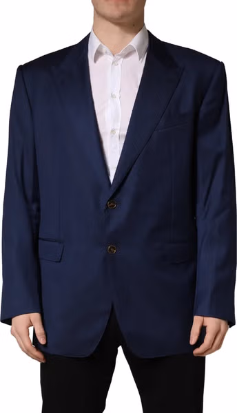 Blue Single Breasted 2 Button Suit Jacket
