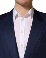 Blue Single Breasted 2 Button Suit Jacket 5