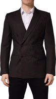 Dark Violet Wool Double Breasted Suit Jacket 1