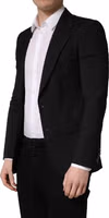 Black Polyester 2 Buttons Men Suit Jacket 2