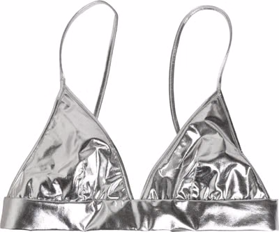 Metallic Silver Sleeveless Bustier Cropped Top