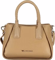 Beige Polyurethane Women's Bag with Handles and Shoulder Strap 1