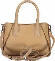 Beige Polyurethane Women's Bag with Handles and Shoulder Strap 2