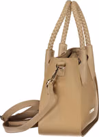 Beige Polyurethane Women's Bag with Handles and Shoulder Strap 3
