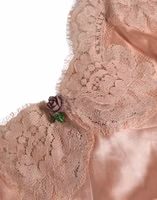 Pink Lace Silk Satin Tank Lingerie Sleepwear 2