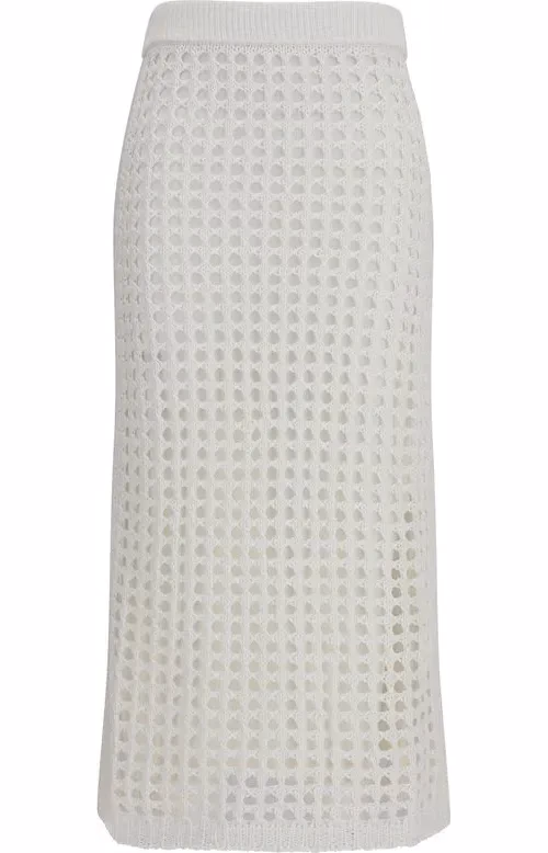 White Cotton Midi Skirt