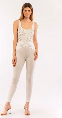 Beige Polyester Jumpsuit