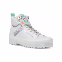 White Fabric Chunky Sneakers 2