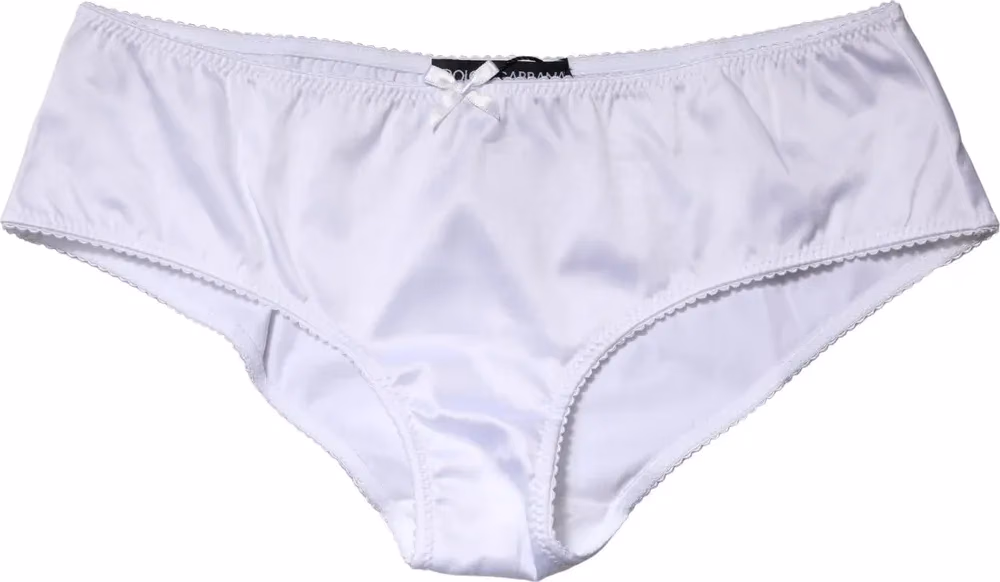 White Silk Stretch Mid Waist Brief Panty Underwear