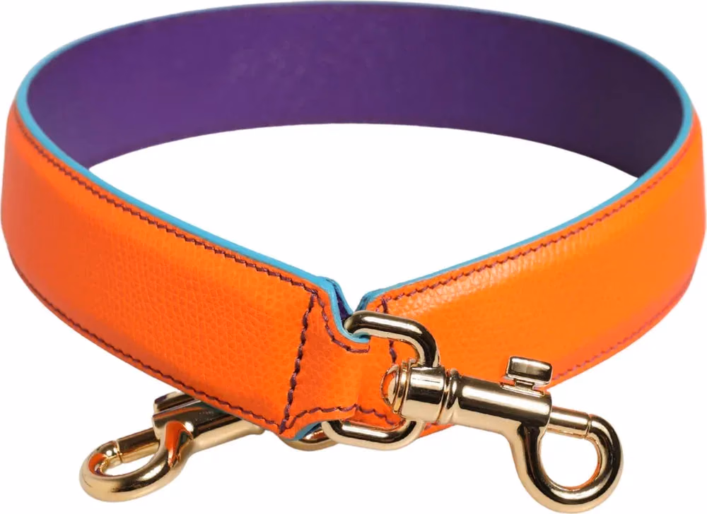 Orange Purple Calf Leather Bag Accessory  Shoulder Strap