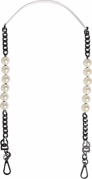 White Leather Silver Chain Bag Accessory Shoulder Strap
