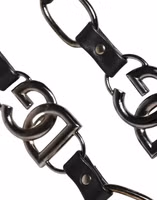 Black Leather Silver Chain Bag Accessory Shoulder Strap 2
