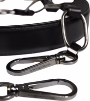 Black Leather Silver Chain Bag Accessory Shoulder Strap 4