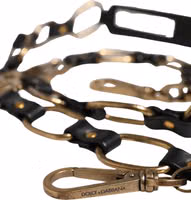 Black Leather Gold Chain Bag Accessory Shoulder Strap 3