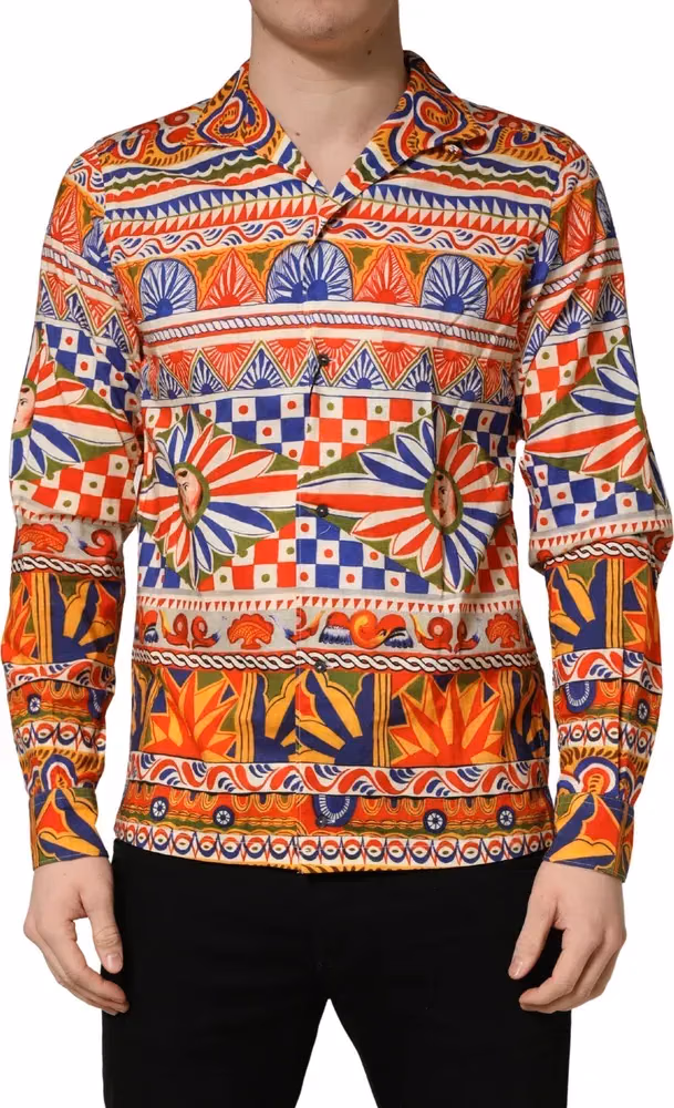 Multicolor Sicilian Carretto Twill Cotton Men Shirt