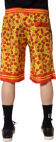 Yellow Red Cherry Print Silk Bermuda Shorts 2
