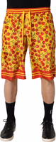 Yellow Red Cherry Print Silk Bermuda Shorts 4