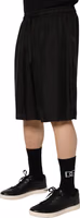 Black Silk Drawstring Men Bermuda Shorts 1