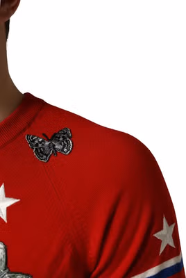 Multicolor Wool Butterfly Star Men Crew Neck Sweater