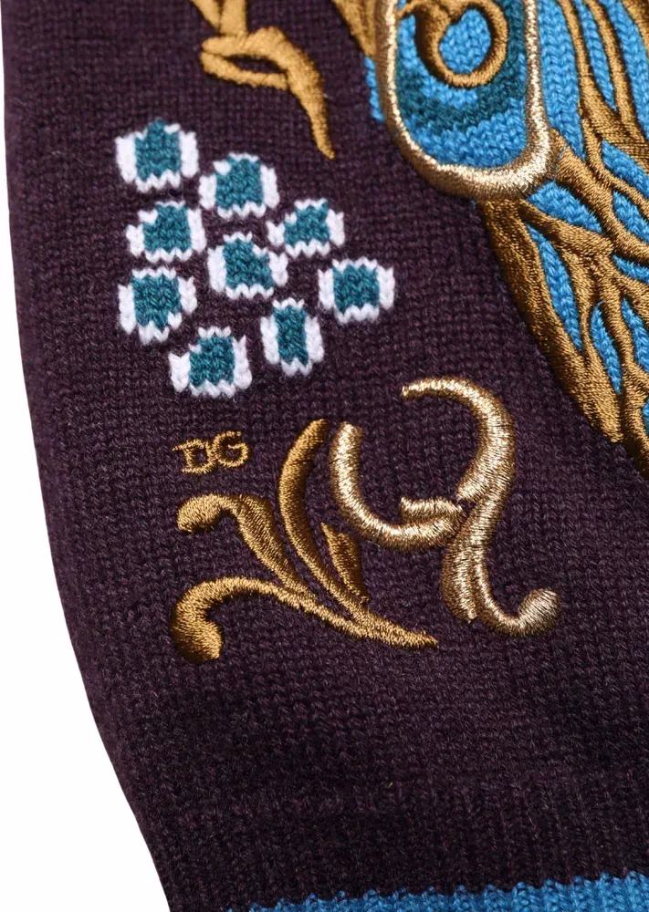 Bordeaux Cashmere Crown Embroidered Sweater