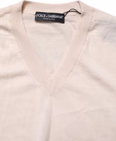 Beige Cashmere V-neck Men Pullover Sweater 2