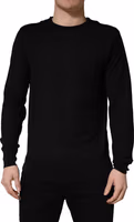 Black Crew Neck Long Sleeve Pullover Sweater 3