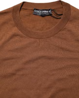 Brown Cashmere Men Crew Neck Pullover Sweater 1