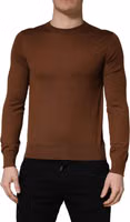 Brown Cashmere Men Crew Neck Pullover Sweater 2