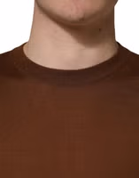 Brown Cashmere Men Crew Neck Pullover Sweater 5