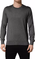 Gray Long Sleeves Crew Neck Pullover Sweater 3