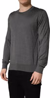 Gray Long Sleeves Crew Neck Pullover Sweater 4