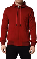 Red Cotton Full Zip Fleece Men Hoodie Sweater 2
