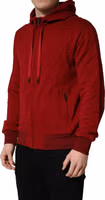 Red Cotton Full Zip Fleece Men Hoodie Sweater 3