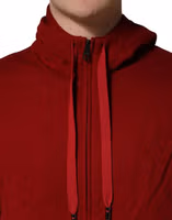 Red Cotton Full Zip Fleece Men Hoodie Sweater 5