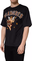 Black Angel Print Cotton Crew Neck T-shirt 5